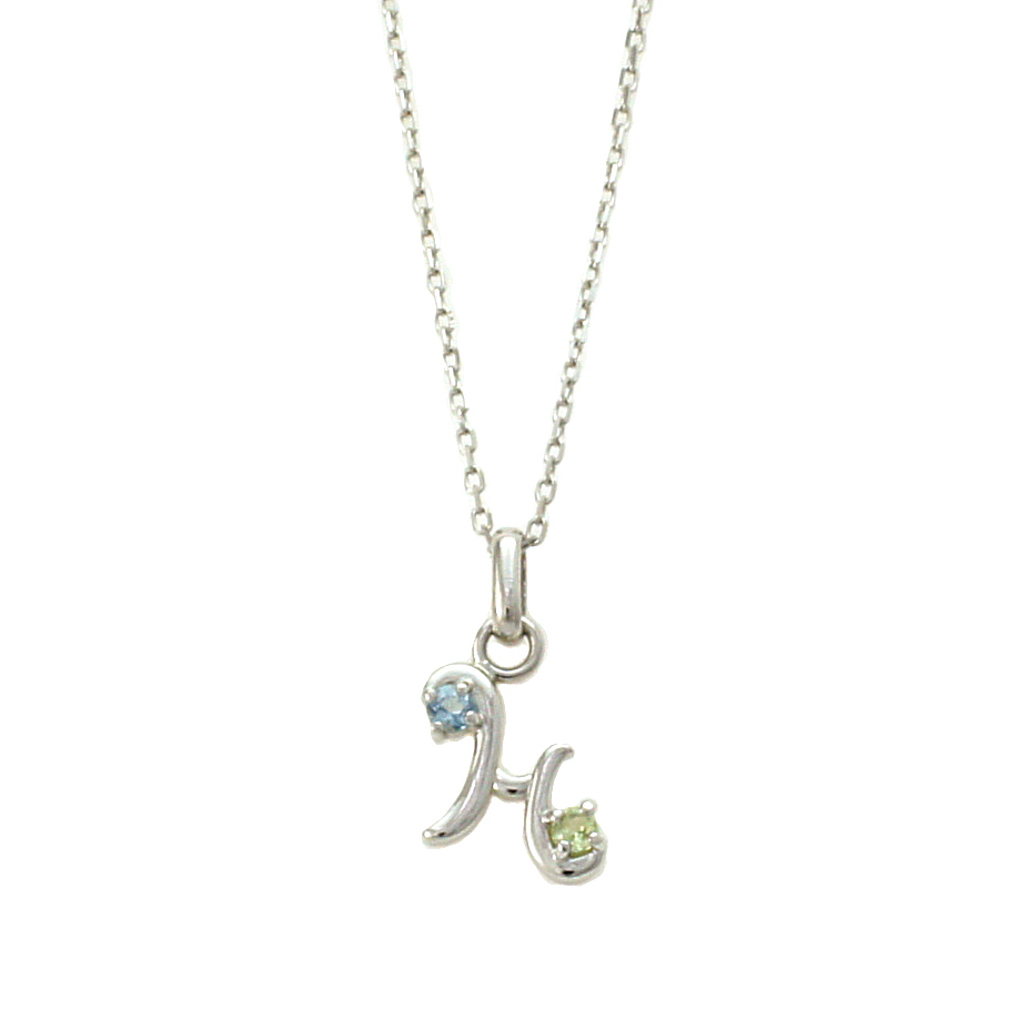 イニシャルモチーフに誕生石を留めたペンダント(p646)