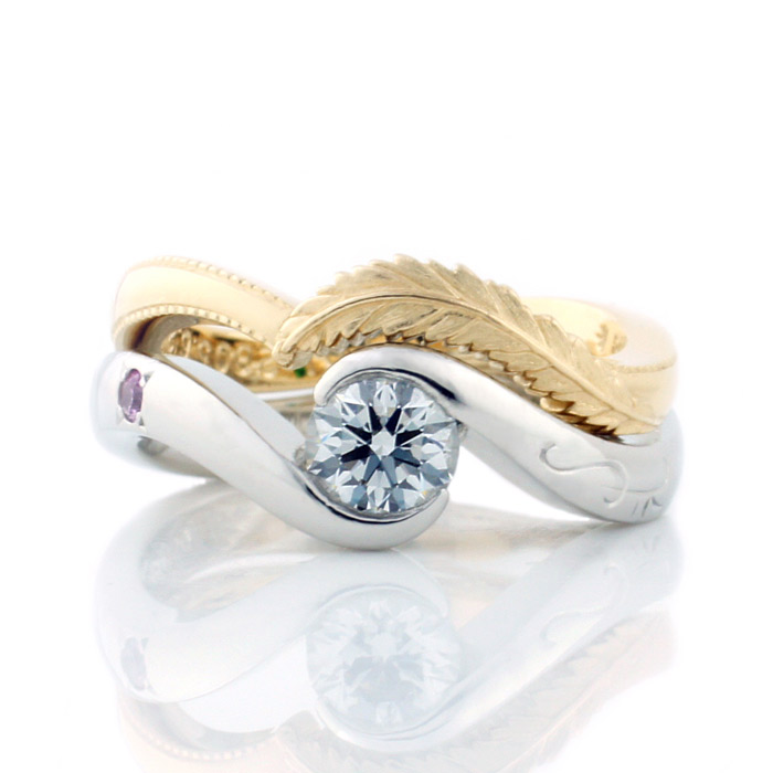 蔦の流れが美しい結婚指輪(ｍ-8885)