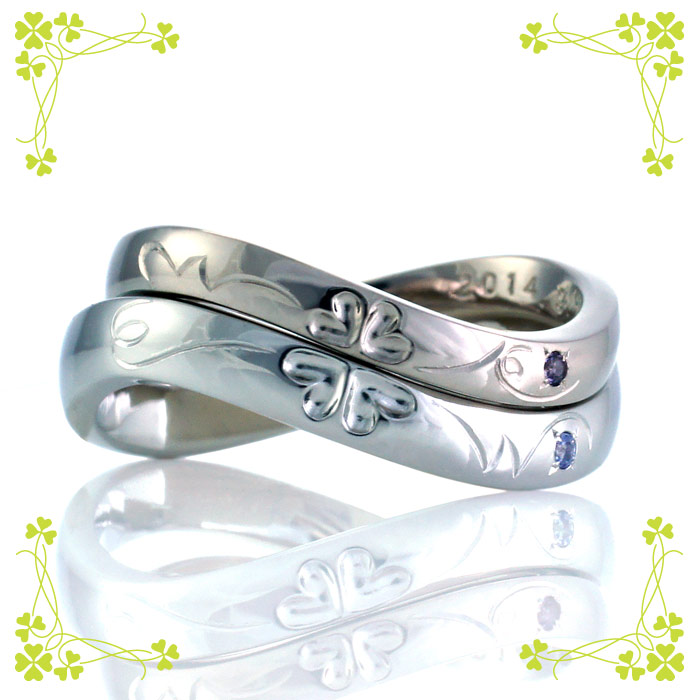 たがね彫りでイニシャルMとEを表現した結婚指輪(s0011)