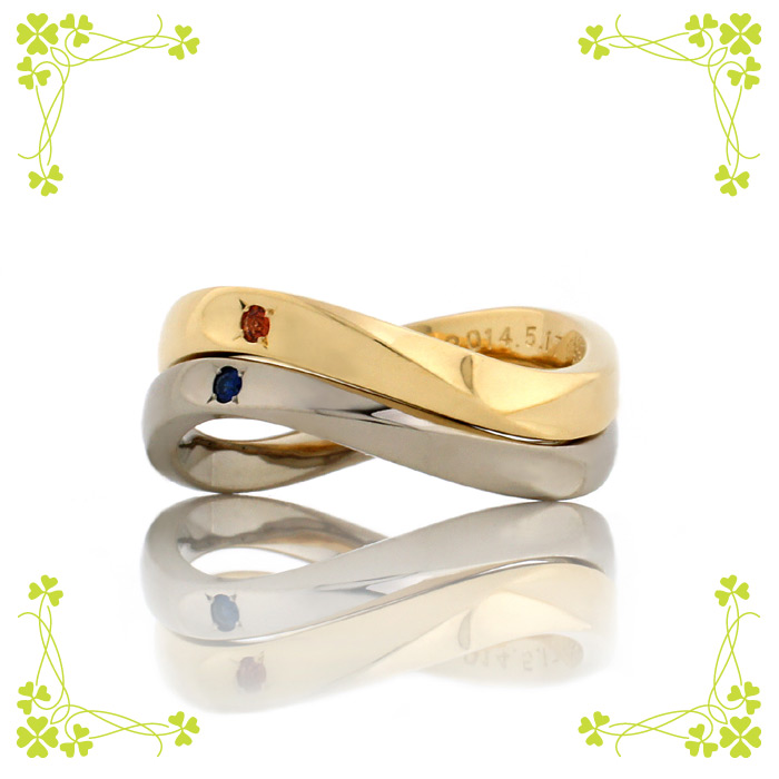 好みの素材で、イニシャルKとSをデザインした結婚指輪(s008)