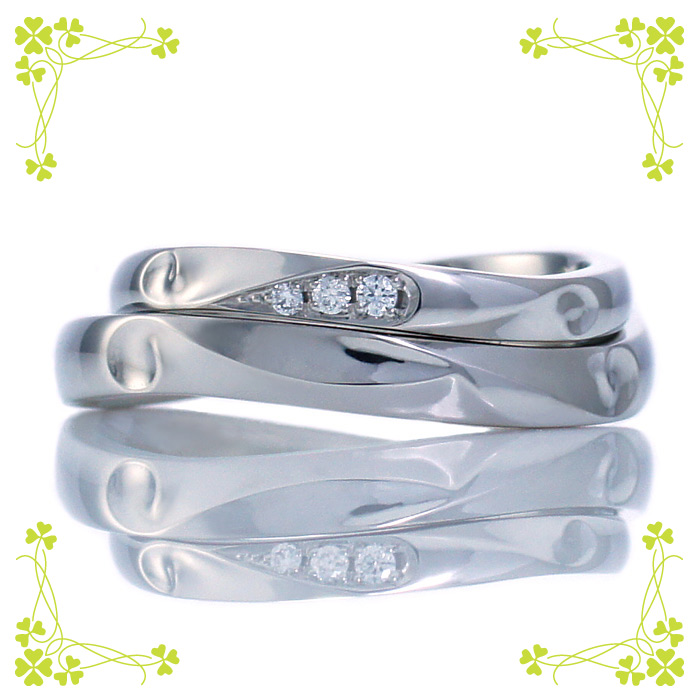 くるんと可愛いハートセットデザインの結婚指輪（ｓ1104）