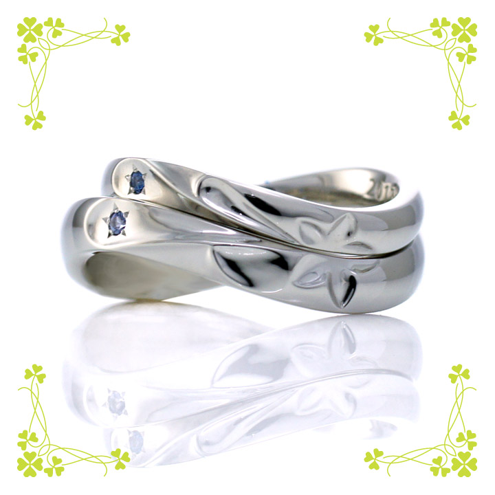 キキョウの花とイニシャルをデザインした結婚指輪(s1201)