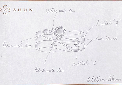デザイナーがお二人だけの特別なデザイン画をお送りします